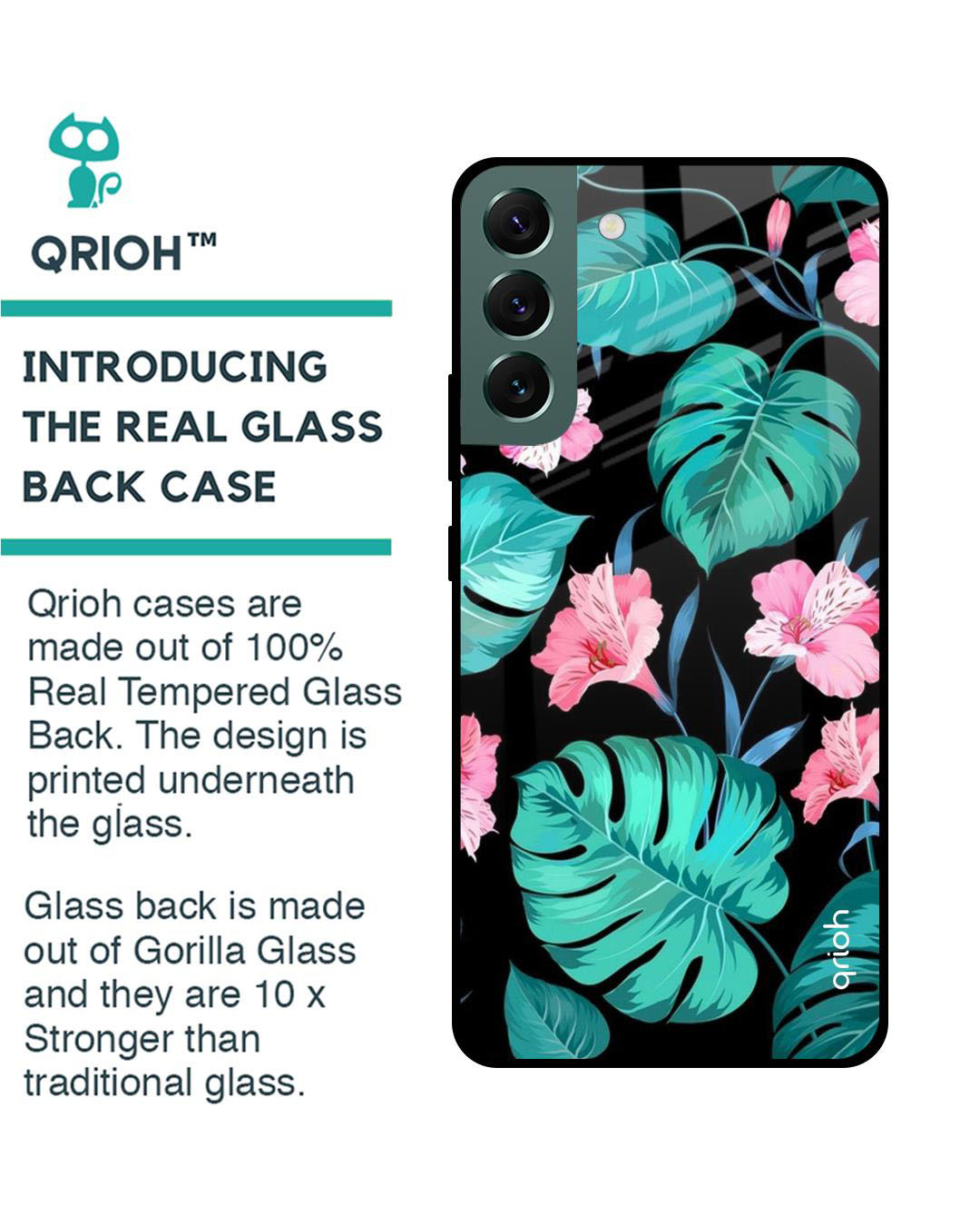 Shop Tropical Printed Premium Glass Cover for Samsung Galaxy S22 Plus 5G (Shock Proof, Lightweight)-Back