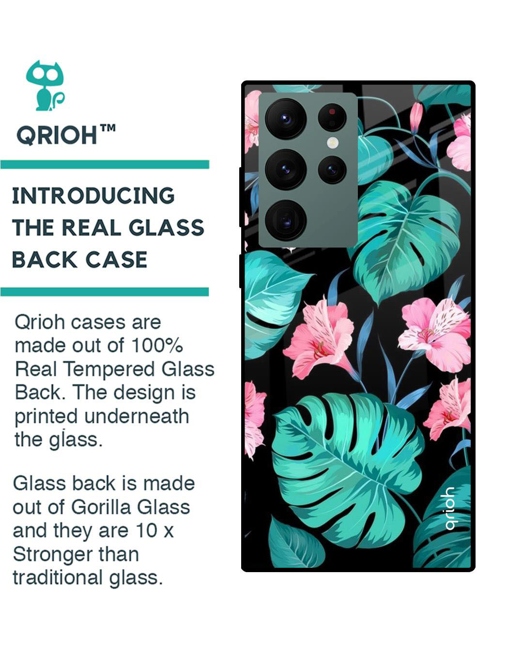 Shop Tropical Printed Premium Glass Cover for Samsung Galaxy S22 Ultra 5G (Shock Proof, Lightweight)-Back