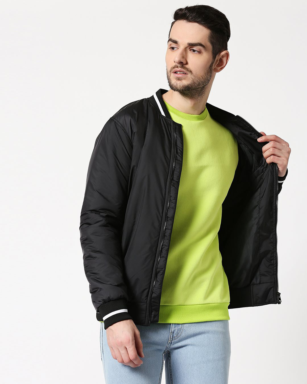 

Black Ultra Varsity Bomber Jacket Men' Plain Without Hoodie Bomber Jacket Bewakoof.com