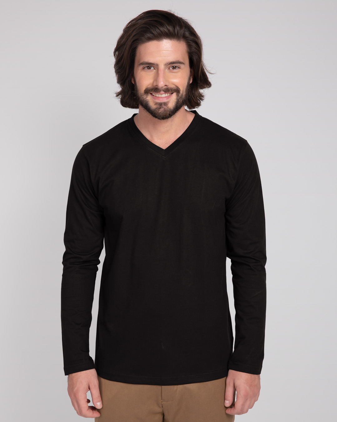 full sleeve t shirts for men v neck