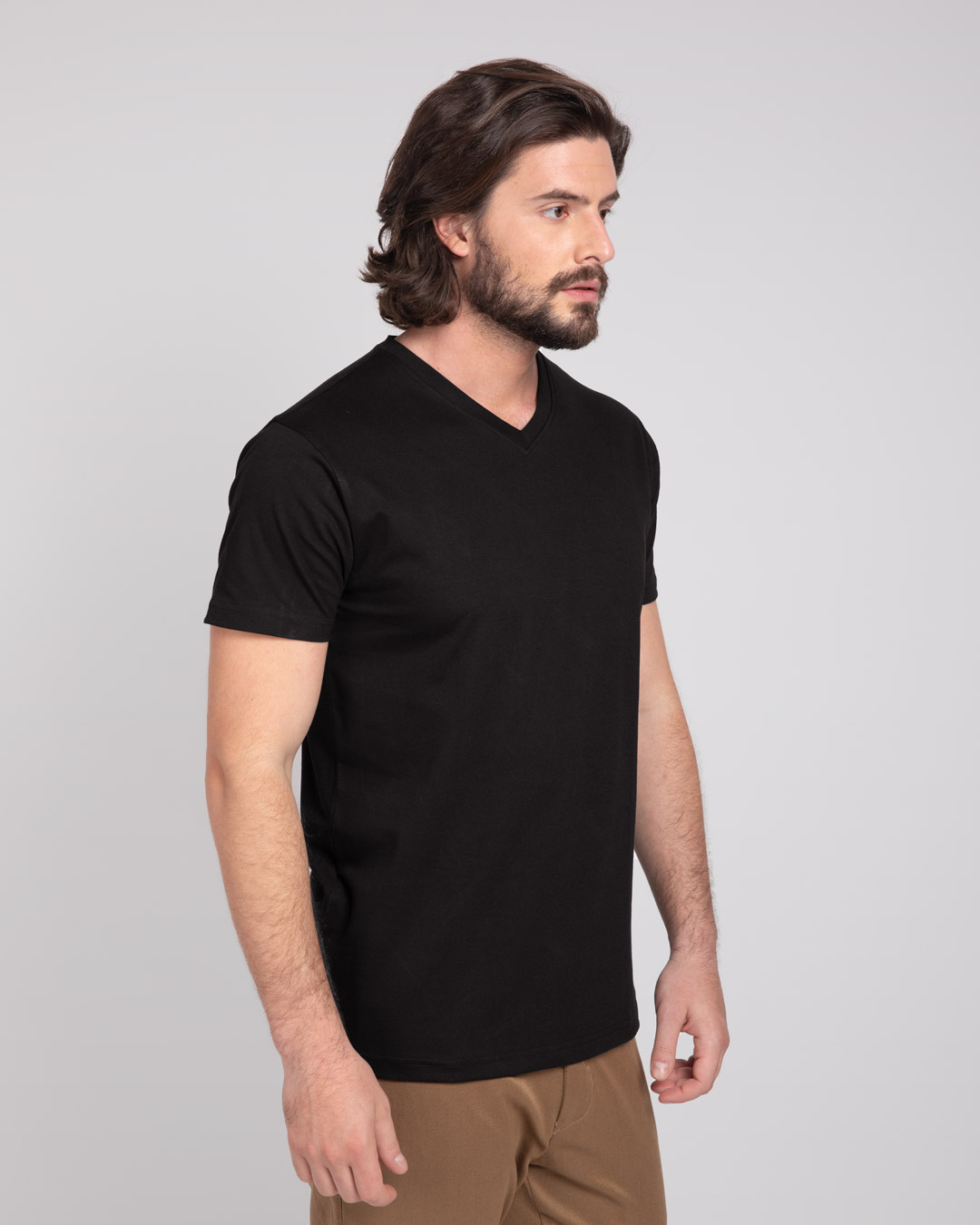 Shop Black V-Neck T-Shirt-Back