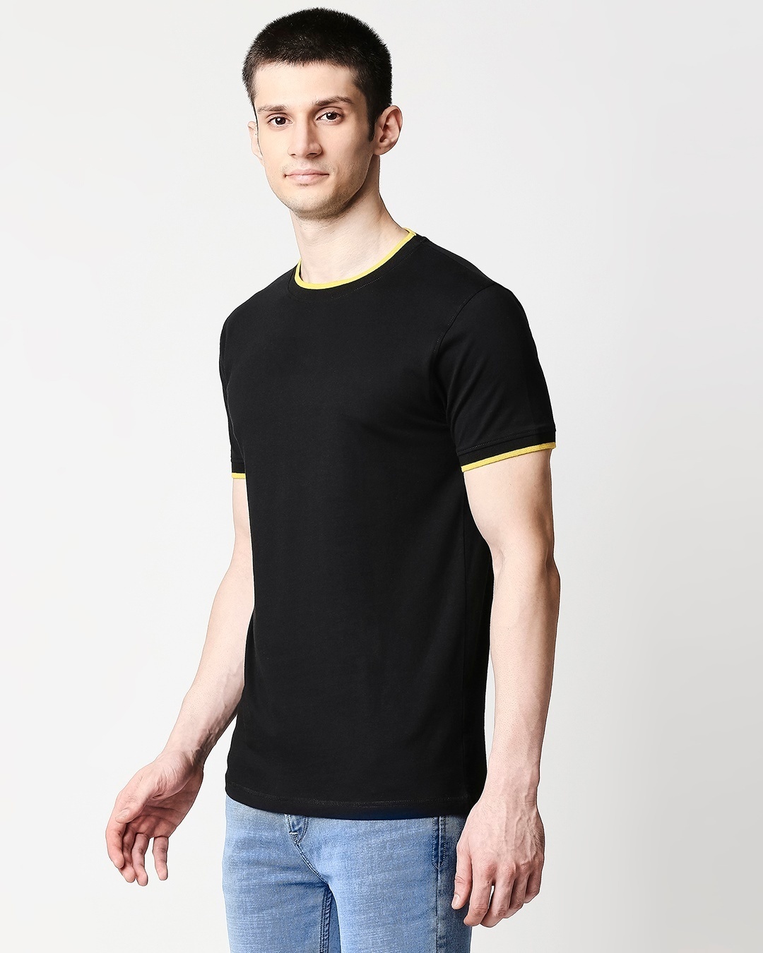 Shop Black Varsity Half Sleeve T-Shirt-Back