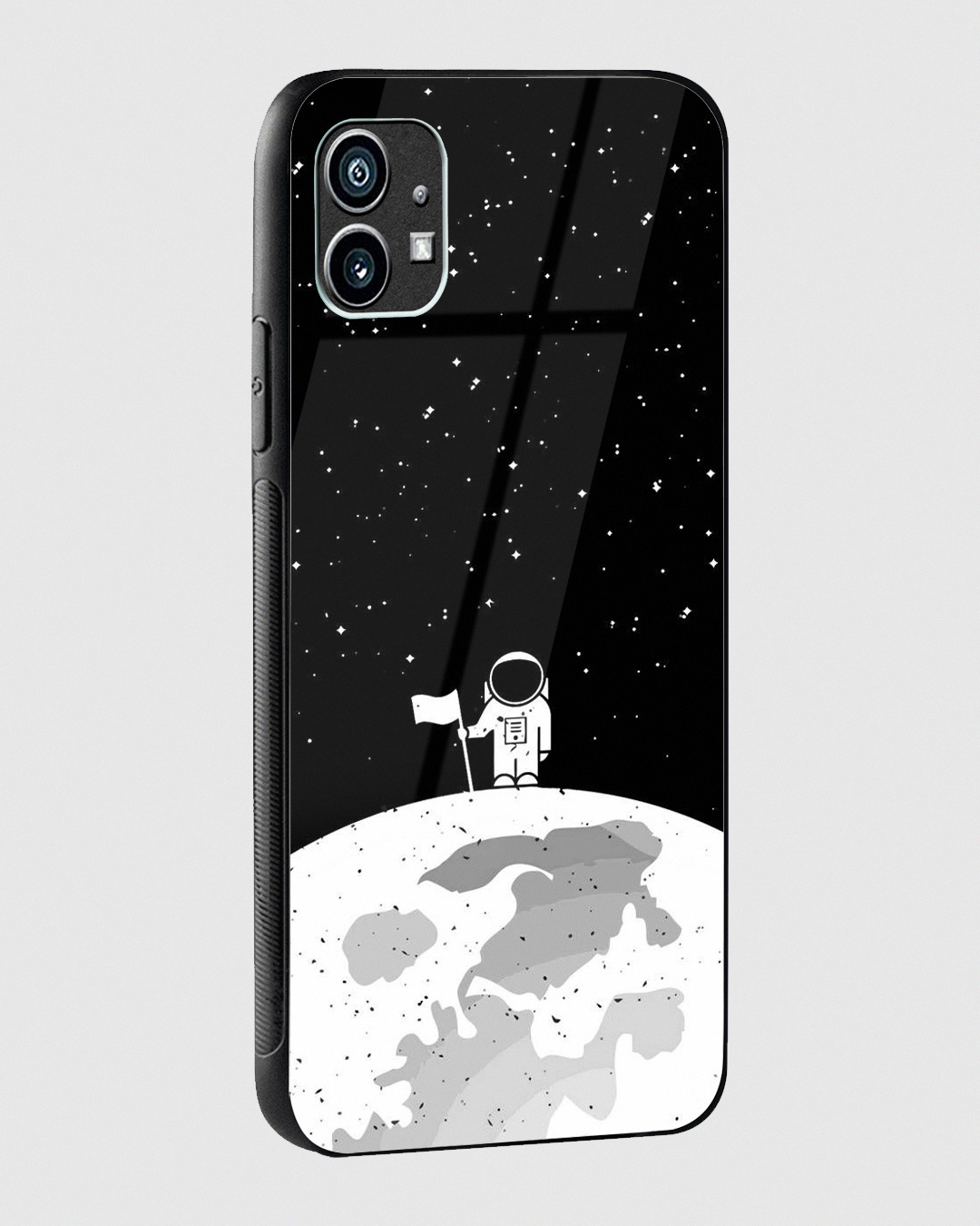 Shop Black & White Astronaut On Moon Premium Glass Case for Nothing Phone (1)-Back