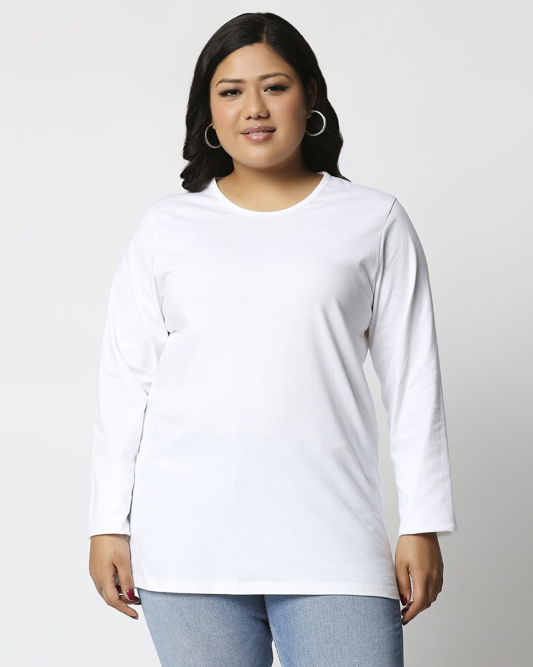 Shop Black-White Full Sleeve Plus Size T-Shirt Combos-Back