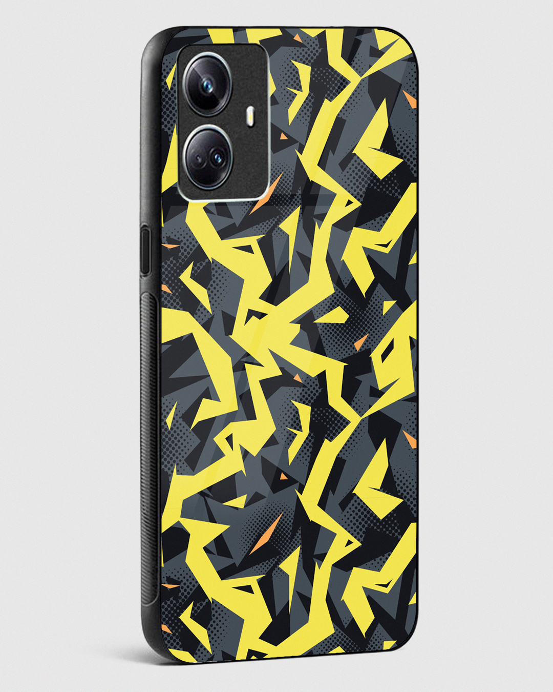 Shop Black Yellow Camo Premium Glass Case for Realme 10 Pro Plus 5G-Back