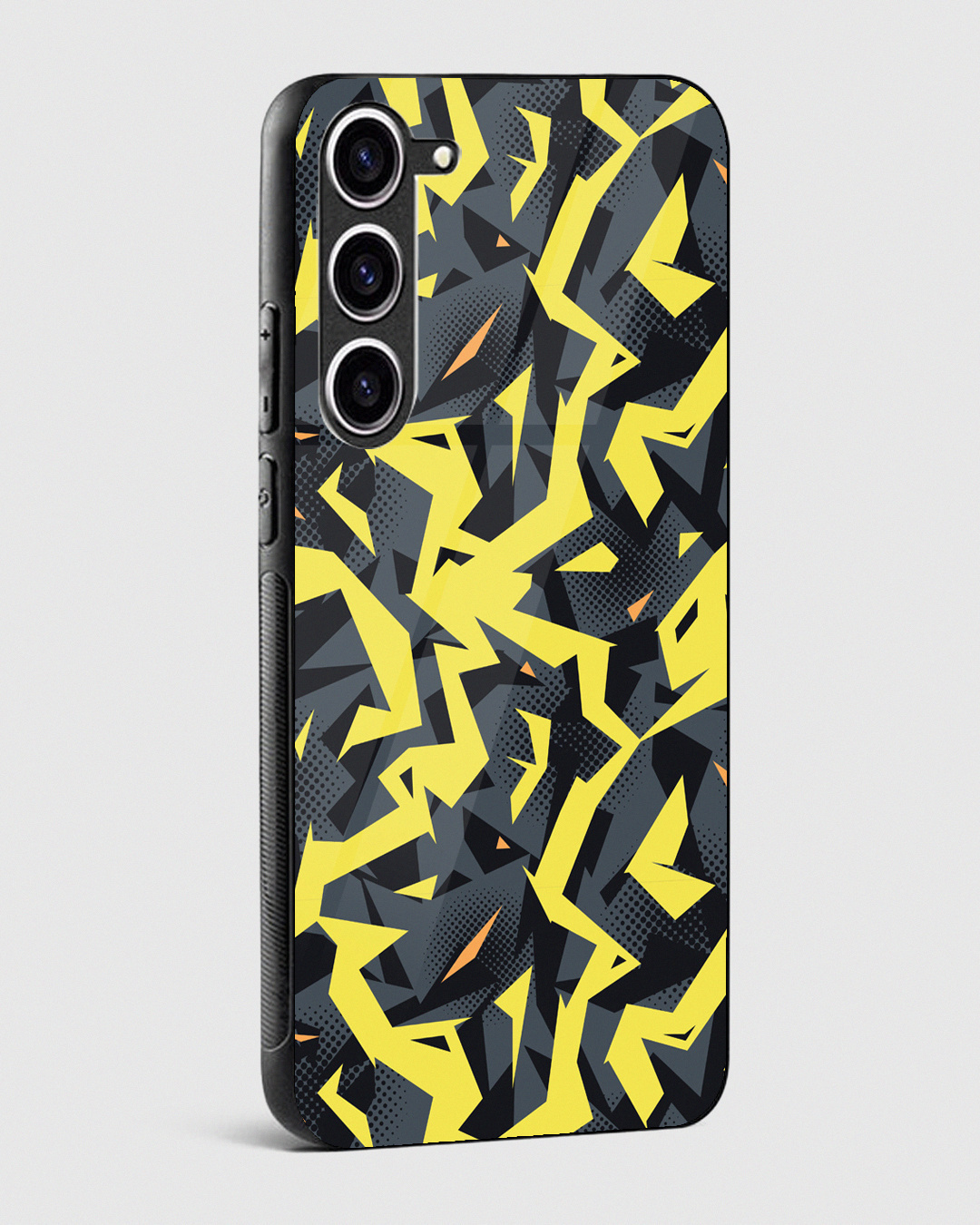 Shop Black Yellow Camo Premium Glass Case for Samsung Galaxy S23 5G-Back