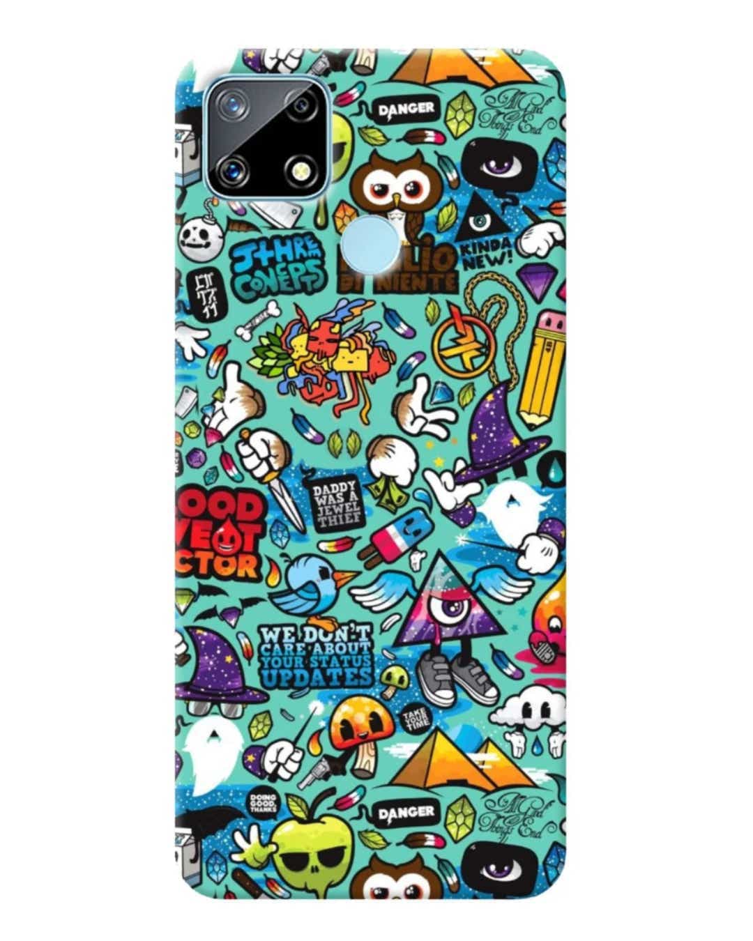 Shop Blue Abstract Printed Designer Hard Cover For Realme Narzo 20 (Impact Resistant, Matte Finish)-Front