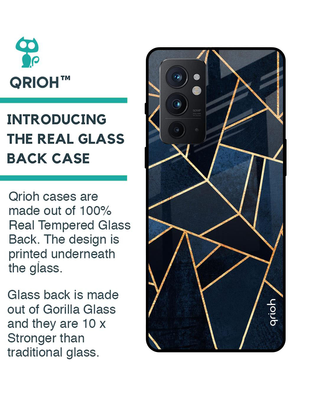 Shop Abstract Tiles Printed Premium Glass Cover for OnePlus 9RT (Shock Proof, Lightweight)-Back