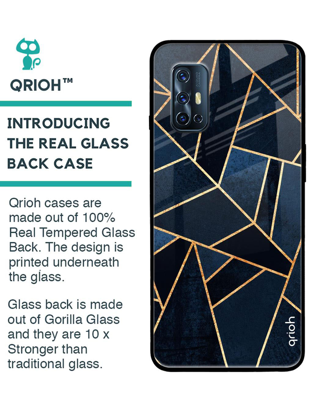 Shop Abstract Tiles Printed Premium Glass Cover for Vivo V19 (Shock Proof, Lightweight)-Back