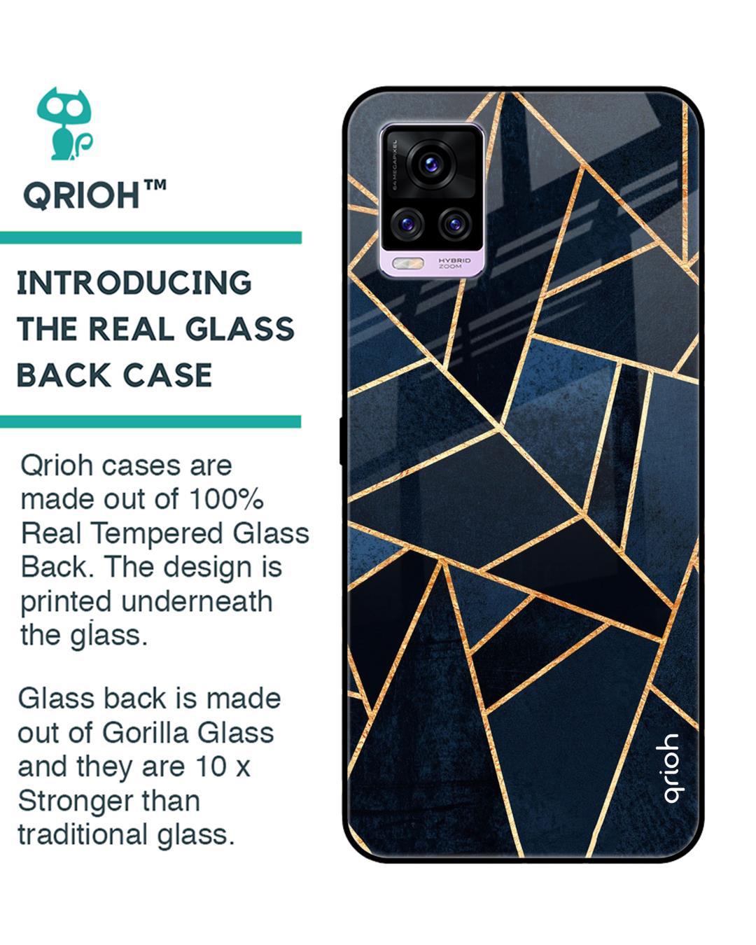 Shop Abstract Tiles Printed Premium Glass Cover for Vivo V20 (Shock Proof, Lightweight)-Back