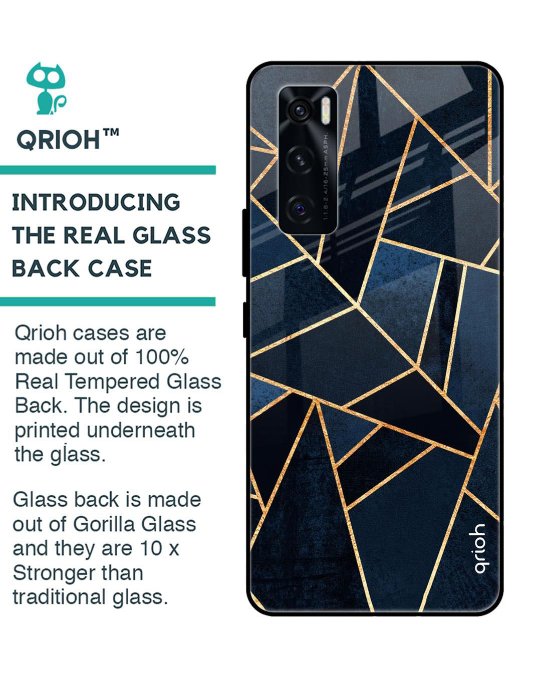 Shop Abstract Tiles Printed Premium Glass Cover for Vivo V20 SE (Shock Proof, Lightweight)-Back