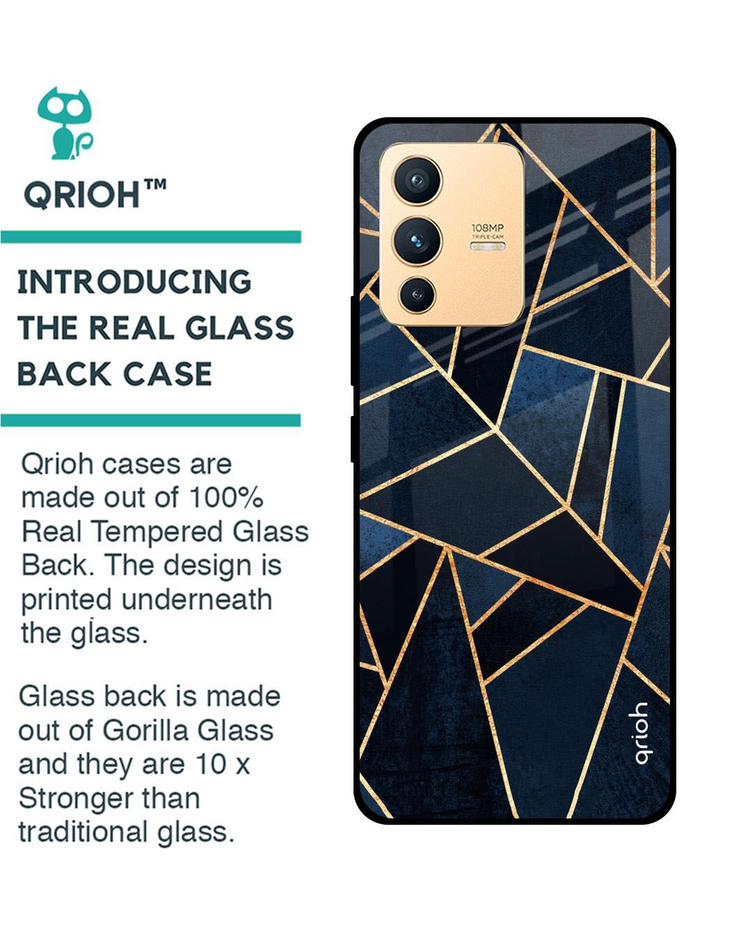 Shop Abstract Tiles Printed Premium Glass Cover for Vivo V23 Pro 5G (Shock Proof, Lightweight)-Back
