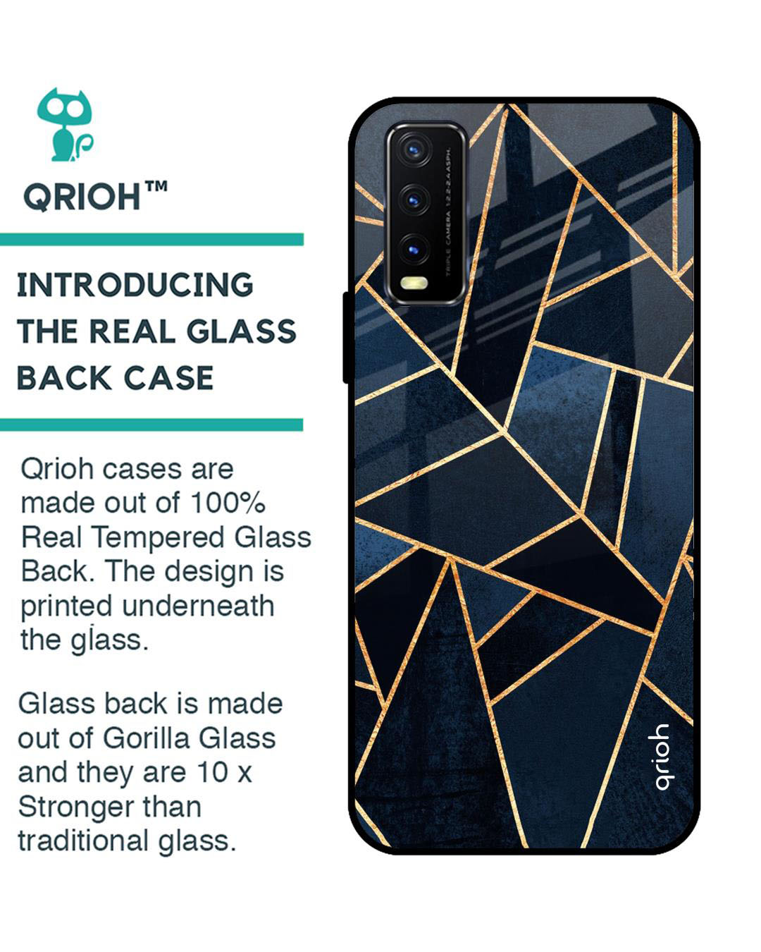 Shop Abstract Tiles Printed Premium Glass Cover for Vivo Y20 (Shock Proof, Lightweight)-Back