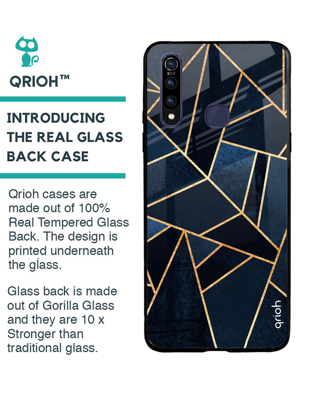 Shop Abstract Tiles Printed Premium Glass Cover for Vivo Z1 Pro (Shock Proof, Lightweight)-Back