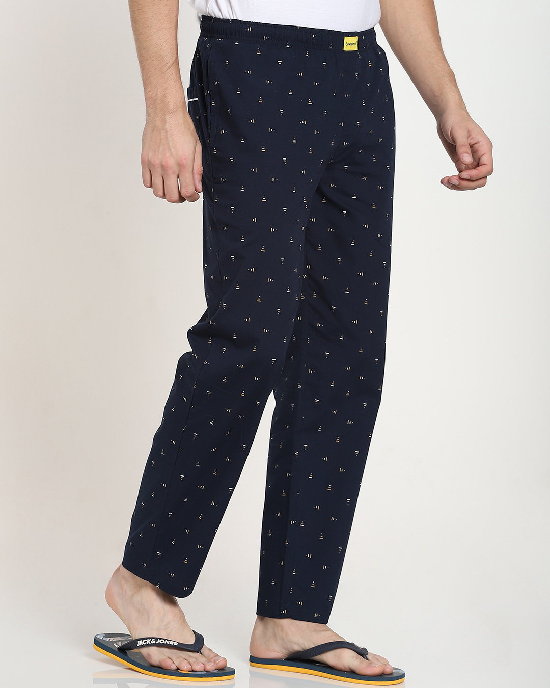 Shop Men's Blue Geometric Printed Pyjamas-Back
