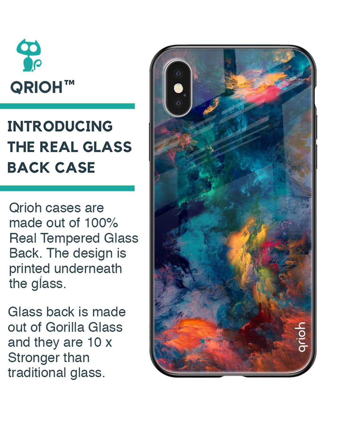 Shop Cloudburst Printed Premium Glass Cover for iPhone XS(Shock Proof, Lightweight)-Back