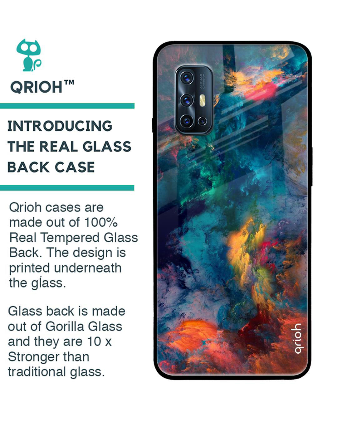 Shop Cloudburst Printed Premium Glass Cover for Vivo V19 (Shock Proof, Lightweight)-Back