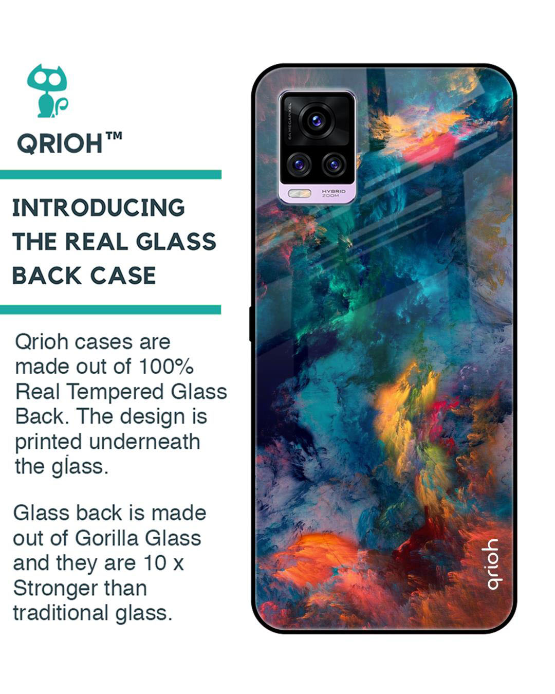 Shop Cloudburst Printed Premium Glass Cover for Vivo V20 (Shock Proof, Lightweight)-Back