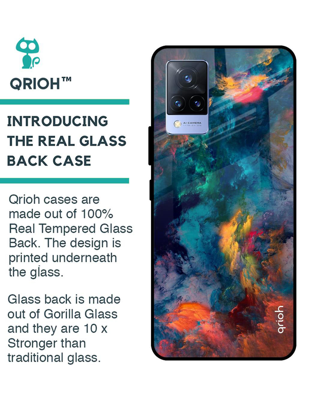 Shop Cloudburst Printed Premium Glass Cover for Vivo V21 (Shock Proof, Lightweight)-Back