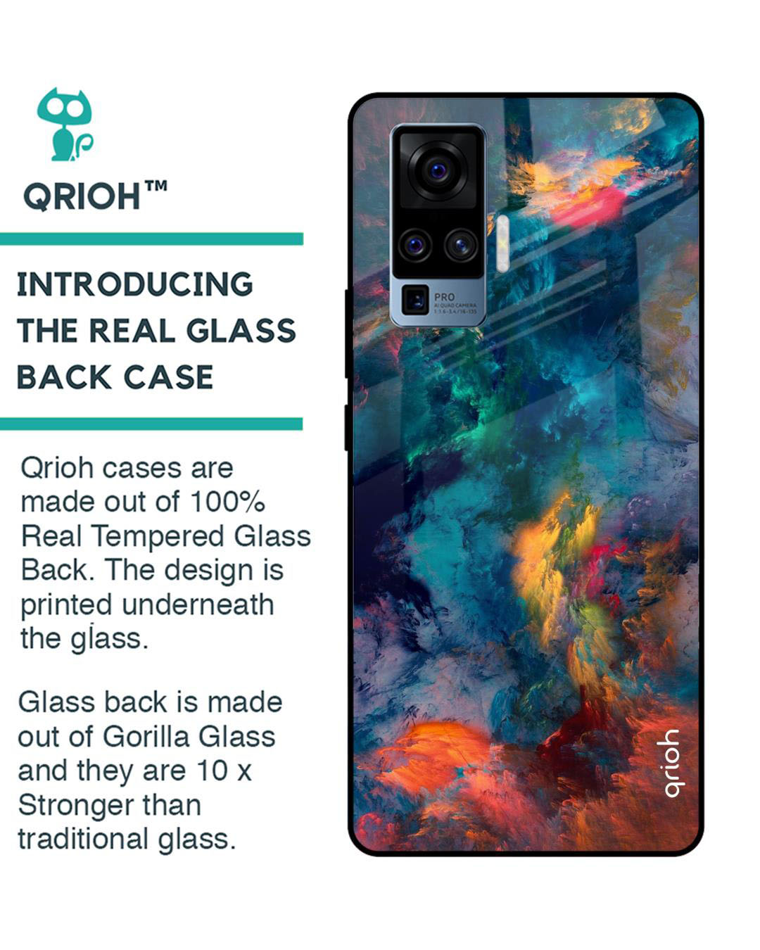 Shop Cloudburst Printed Premium Glass Cover for Vivo X50 Pro (Shock Proof, Lightweight)-Back