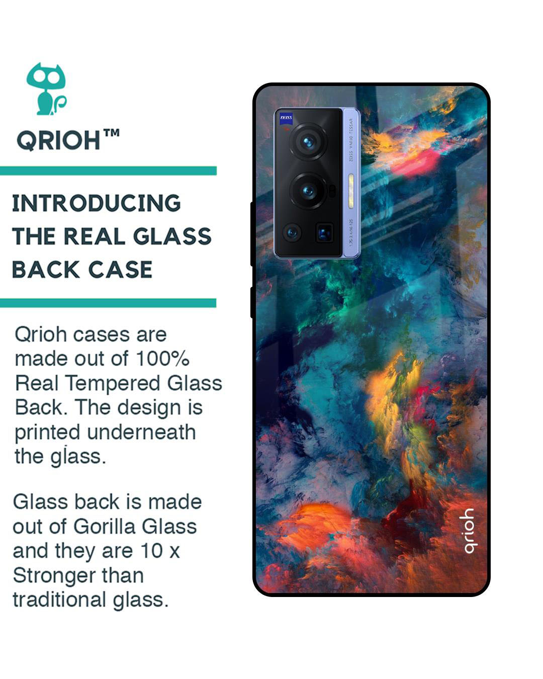 Shop Cloudburst Printed Premium Glass Cover for Vivo X70 Pro (Shock Proof, Lightweight)-Back