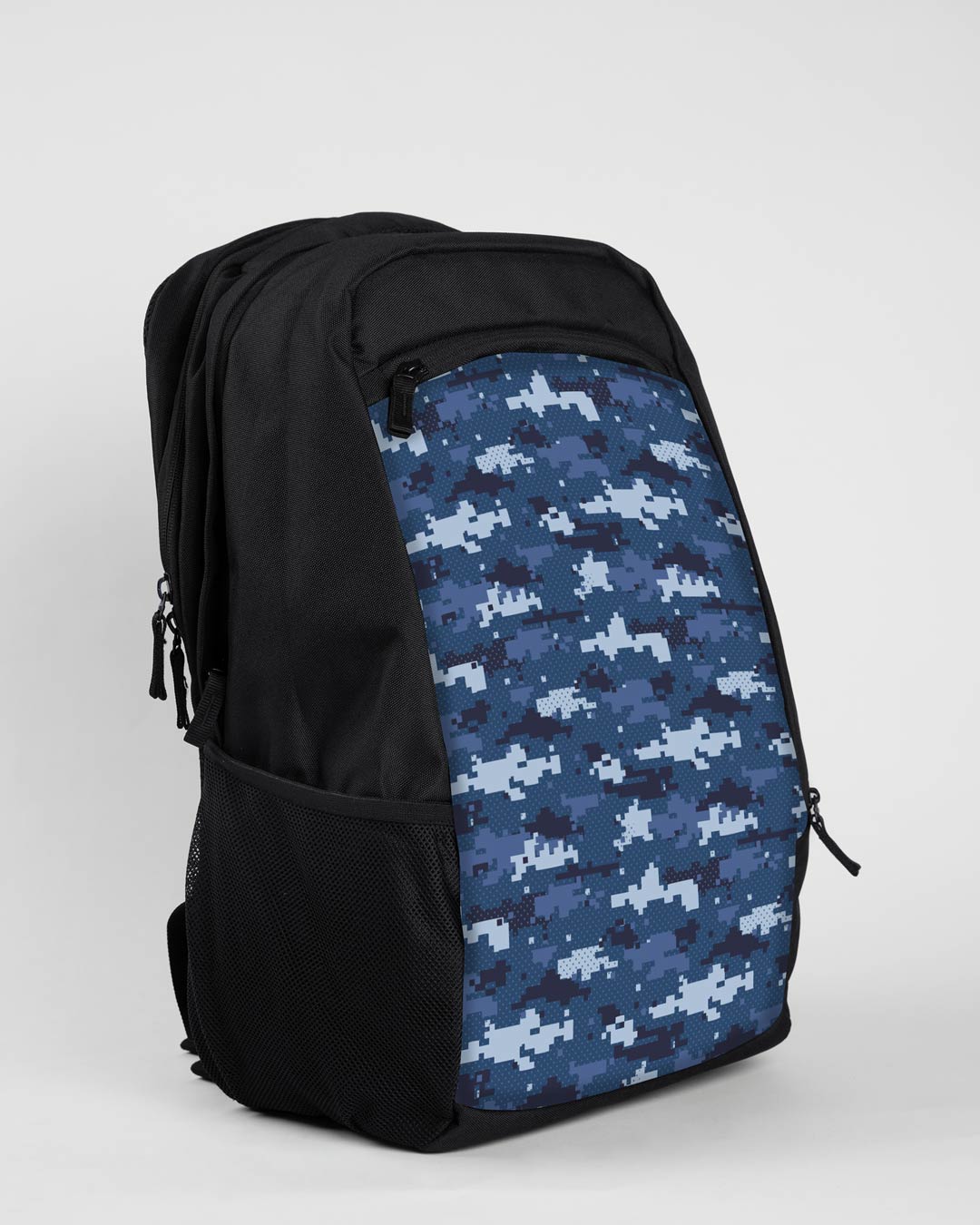 Shop Blue Geomtric Camo Laptop Bag Black-Back