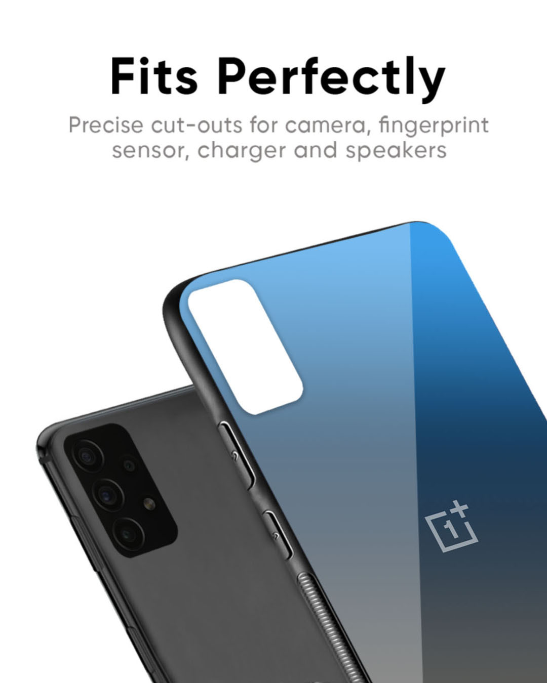 Shop Blue Grey Ombre Premium Glass Case for OnePlus 7 (Shock Proof, Scratch Resistant)-Back