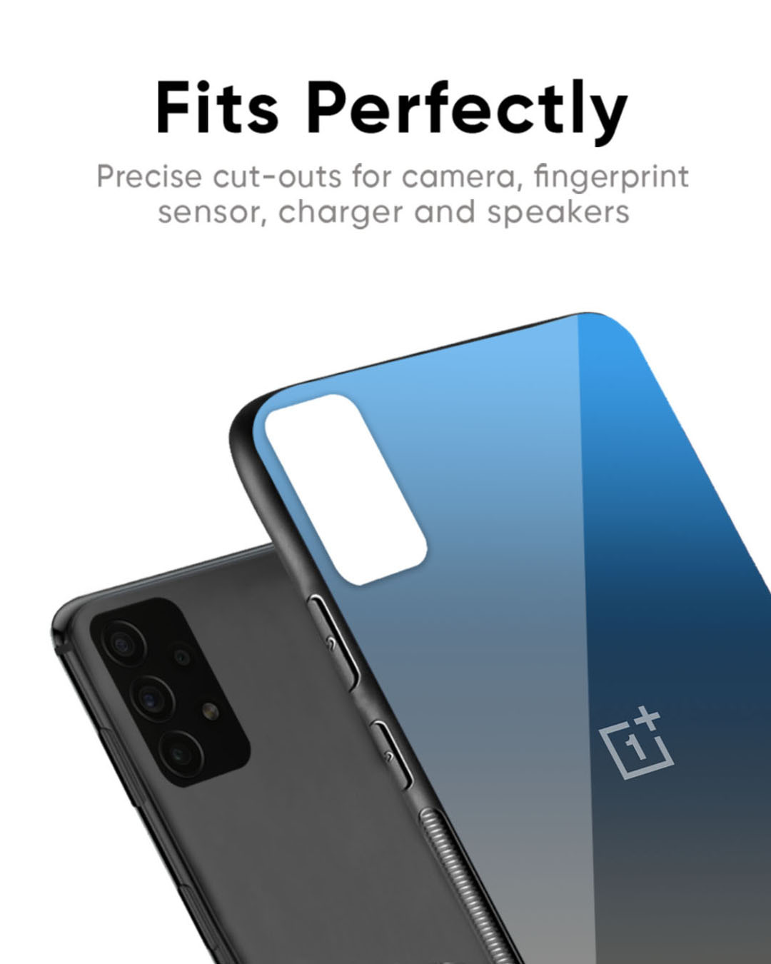 Shop Blue Grey Ombre Premium Glass Case for OnePlus 7 Pro (Shock Proof, Scratch Resistant)-Back