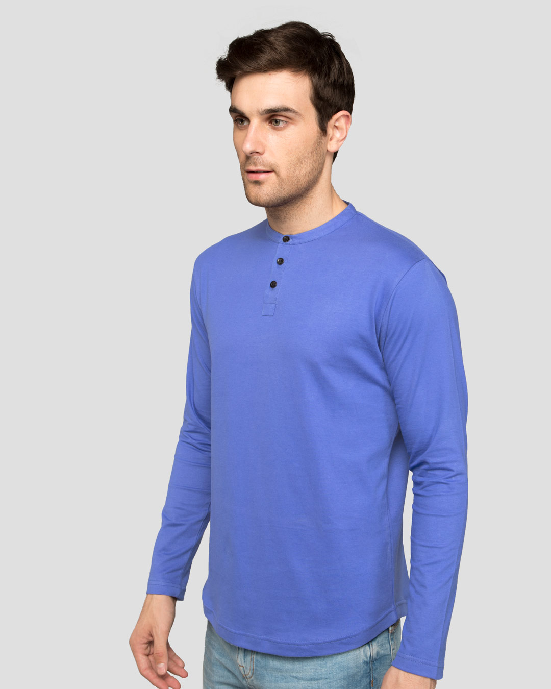 Shop Blue Haze Full Sleeve Henley T-Shirt-Back