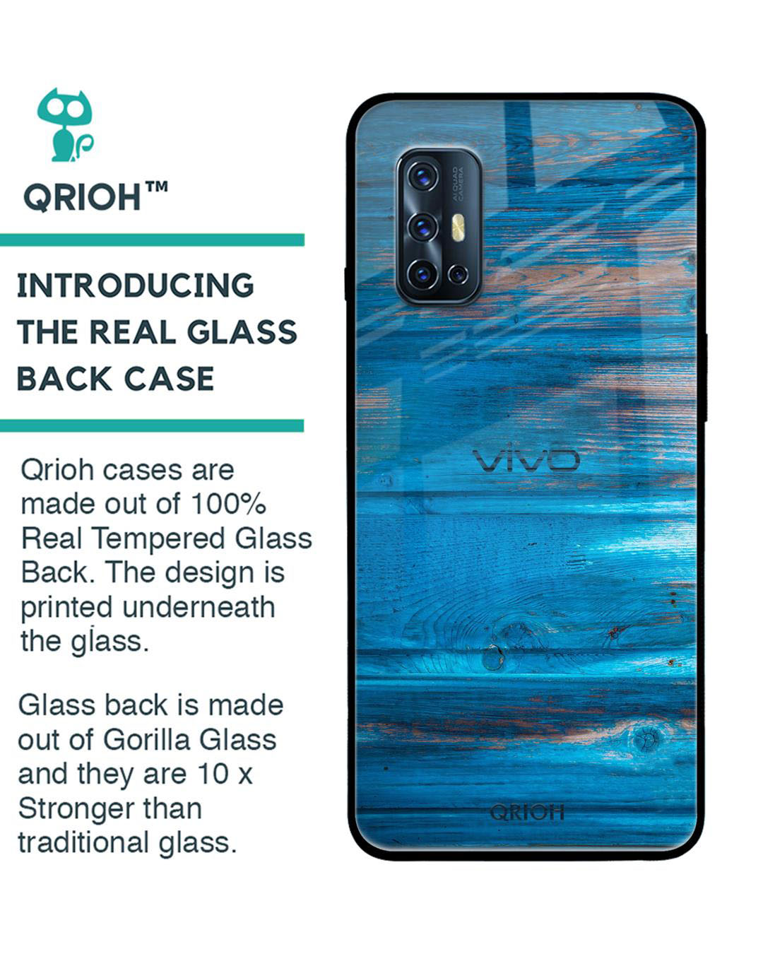 Shop Patina Finish Printed Premium Glass Cover for Vivo V19 (Shock Proof, Lightweight)-Back