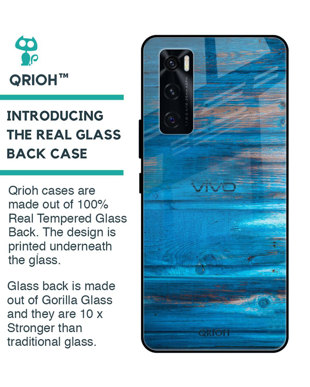 Shop Patina Finish Printed Premium Glass Cover for Vivo V20 SE (Shock Proof, Lightweight)-Back