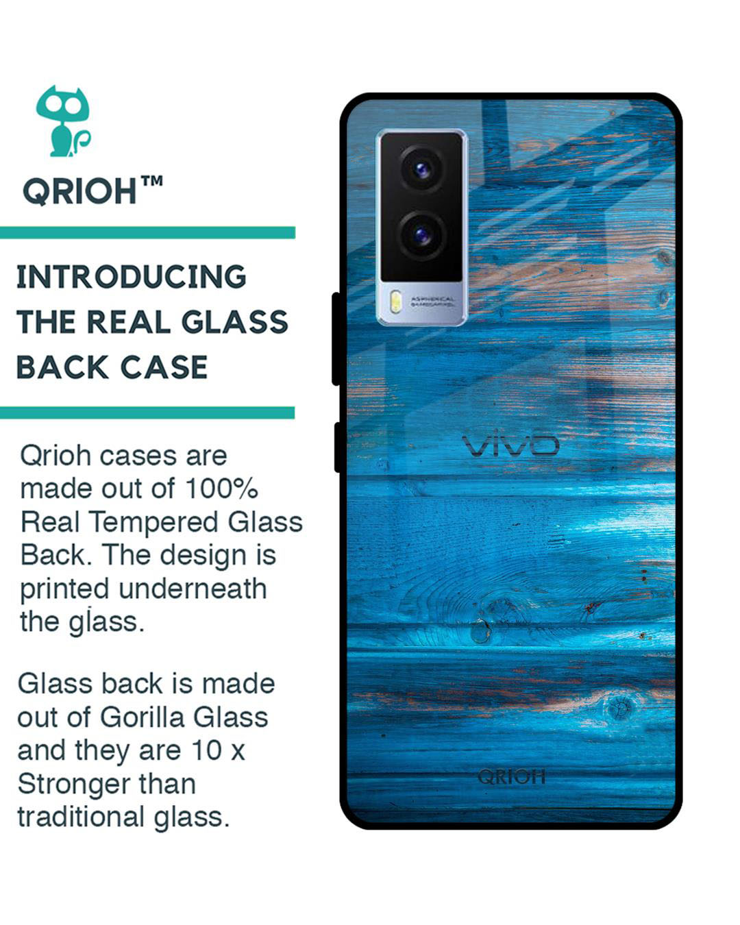 Shop Patina Finish Printed Premium Glass Cover for Vivo V21e (Shock Proof, Lightweight)-Back