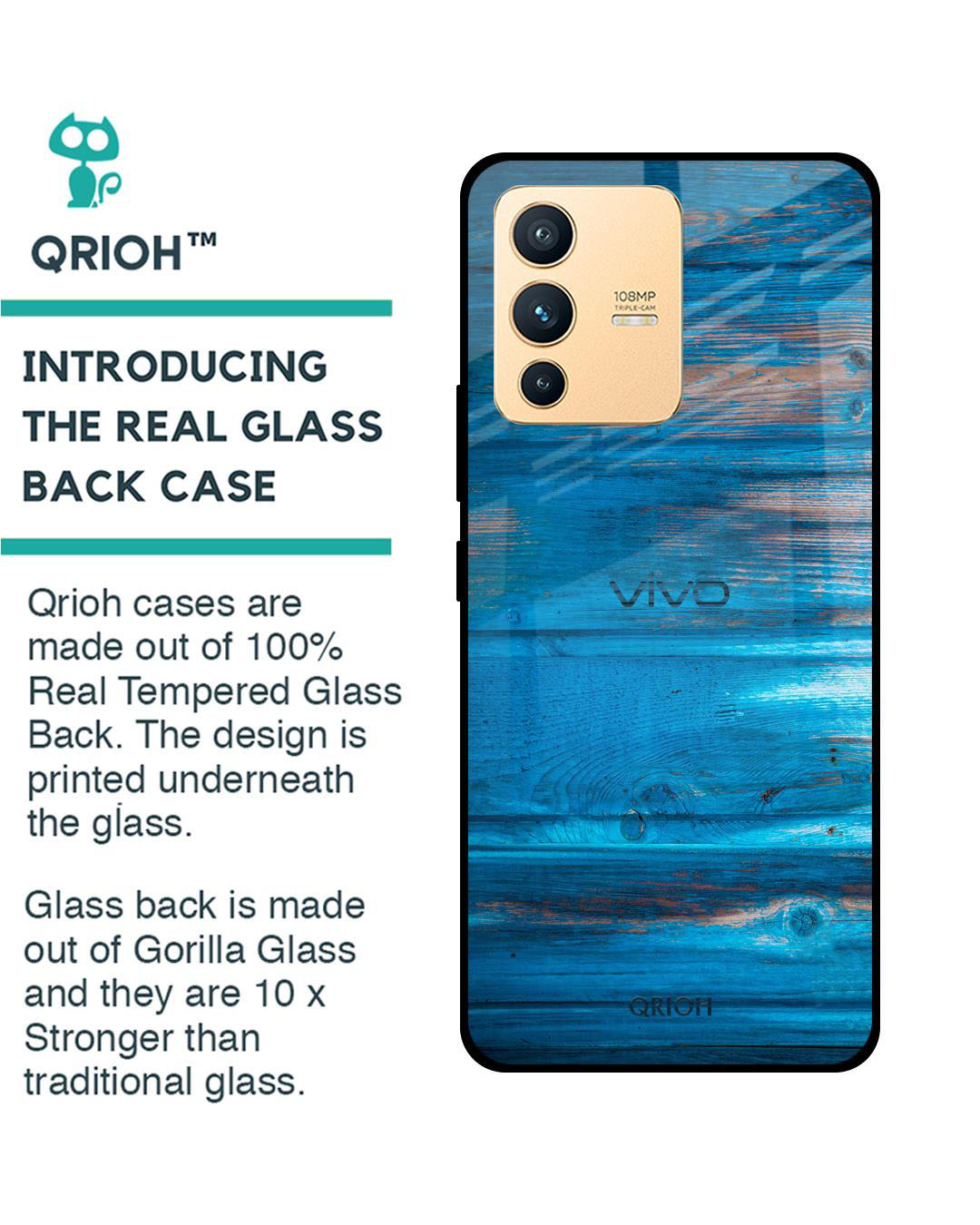 Shop Patina Finish Printed Premium Glass Cover for Vivo V23 Pro 5G (Shock Proof, Lightweight)-Back