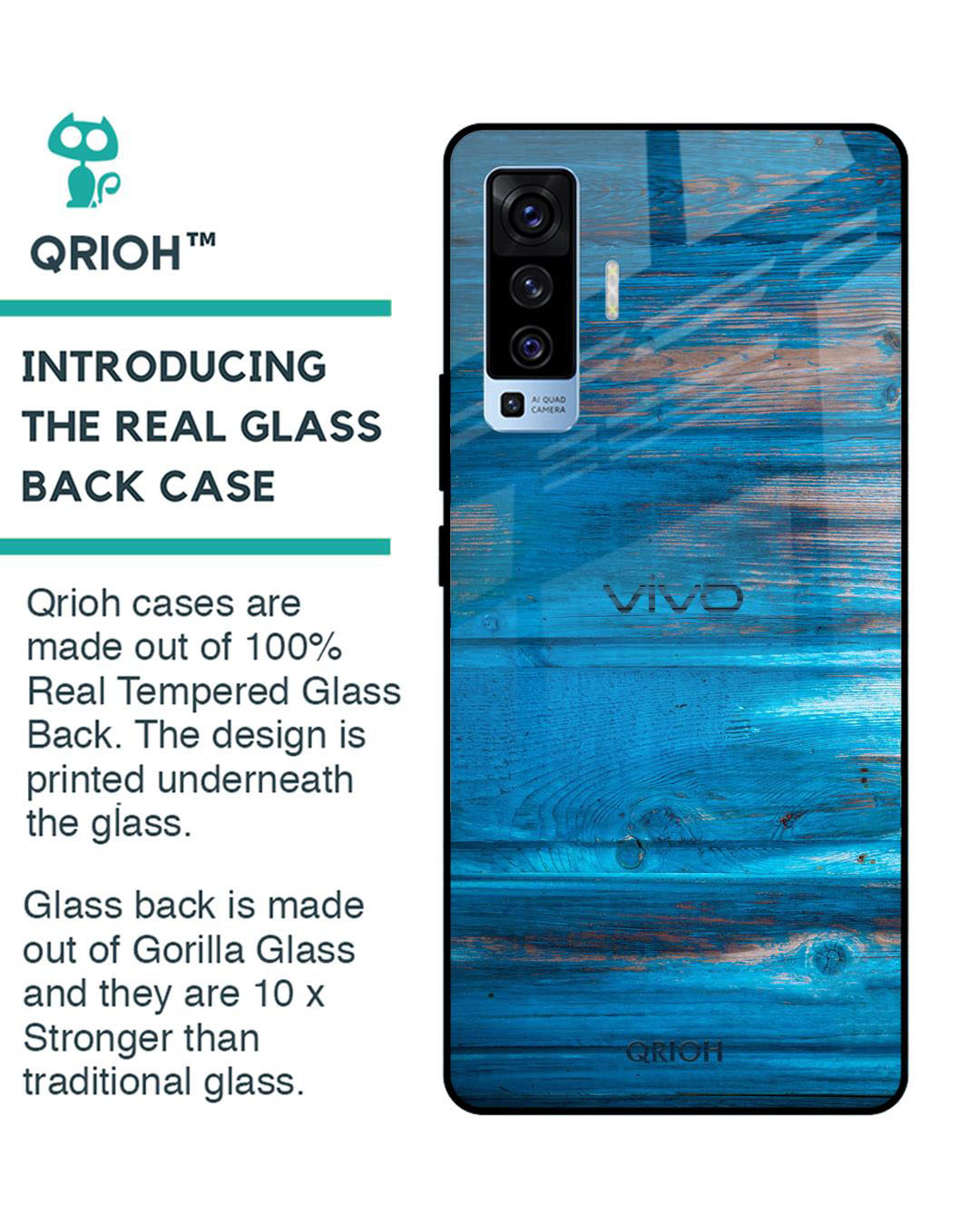 Shop Patina Finish Printed Premium Glass Cover for Vivo X50 (Shock Proof, Lightweight)-Back
