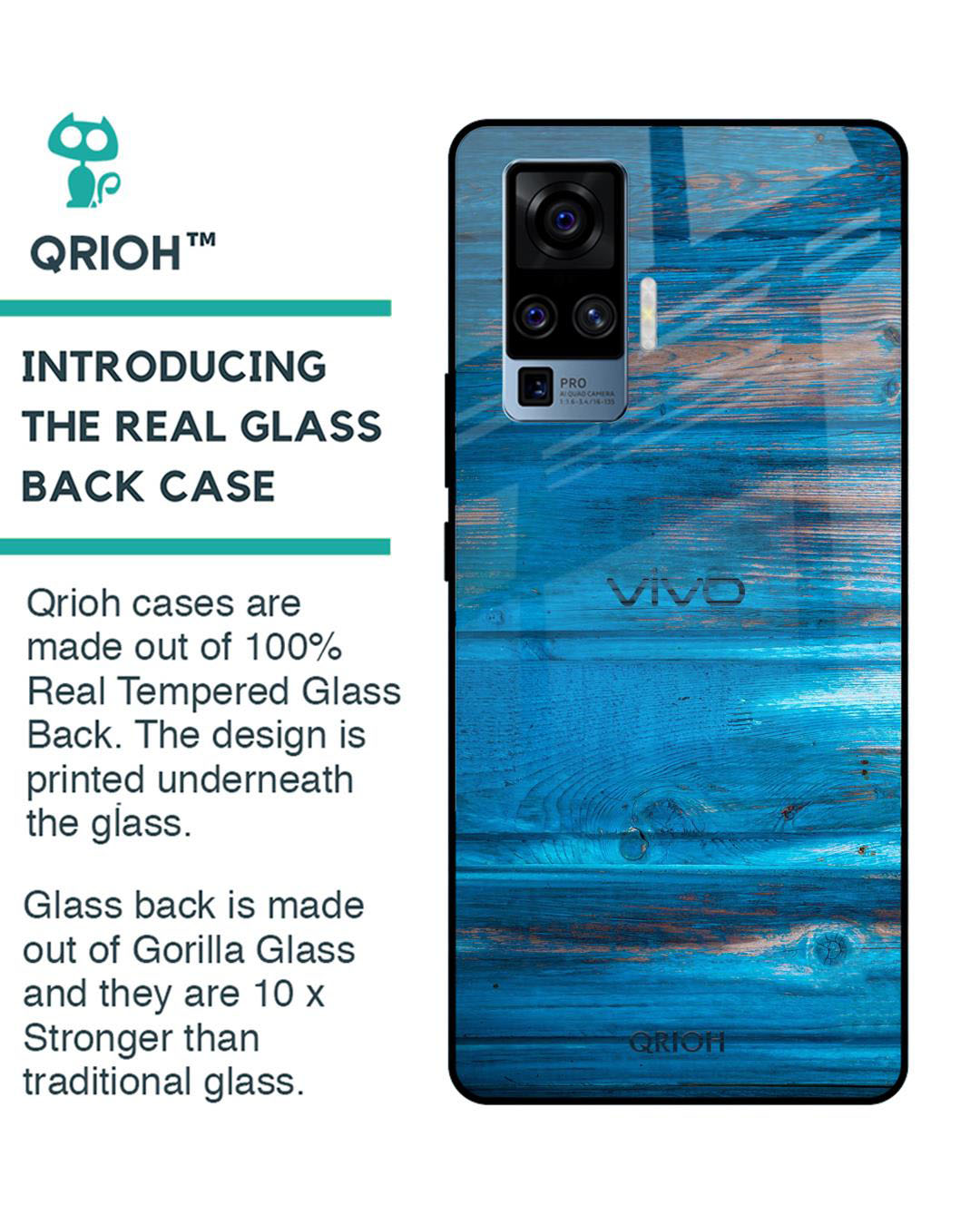 Shop Patina Finish Printed Premium Glass Cover for Vivo X50 Pro (Shock Proof, Lightweight)-Back