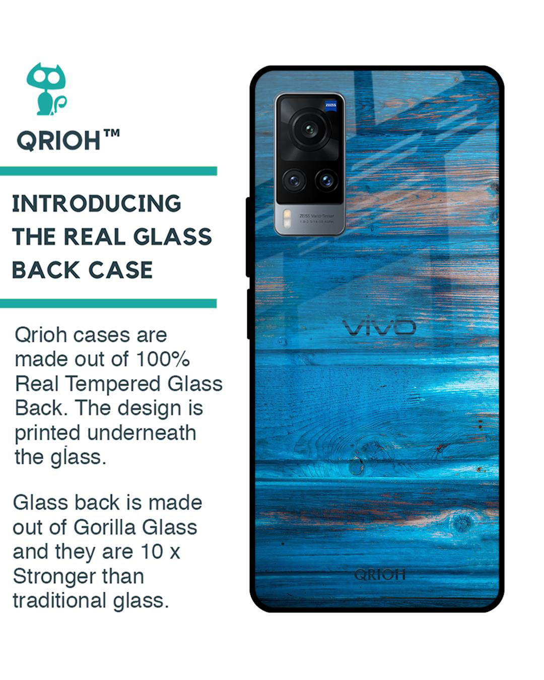 Shop Patina Finish Printed Premium Glass Cover for Vivo X60 (Shock Proof, Lightweight)-Back