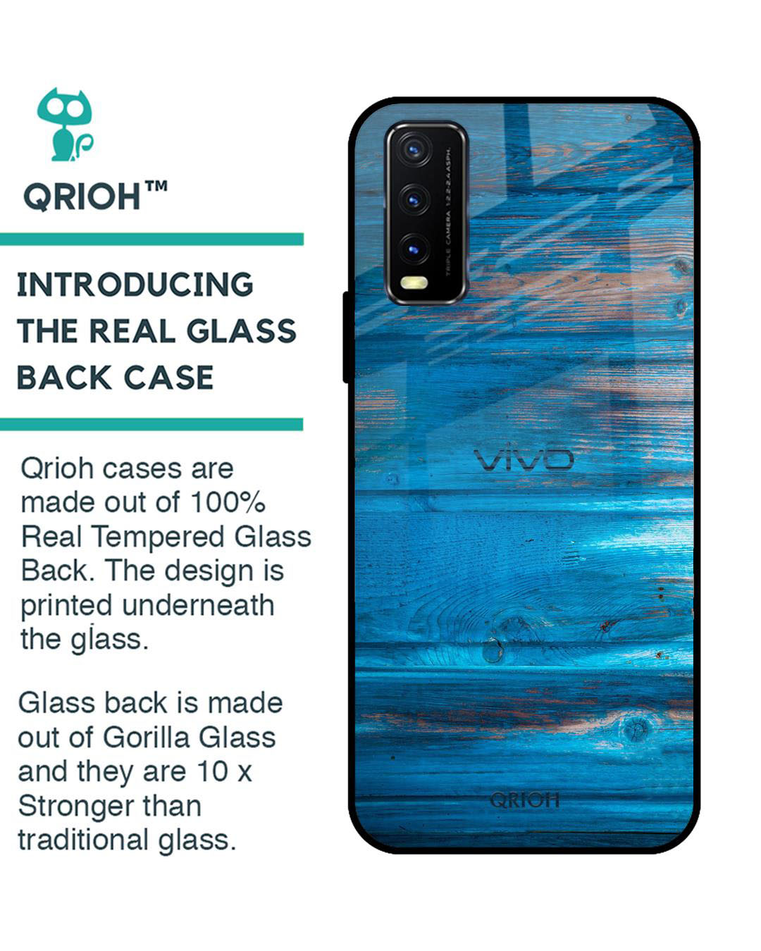 Shop Patina Finish Printed Premium Glass Cover for Vivo Y20 (Shock Proof, Lightweight)-Back
