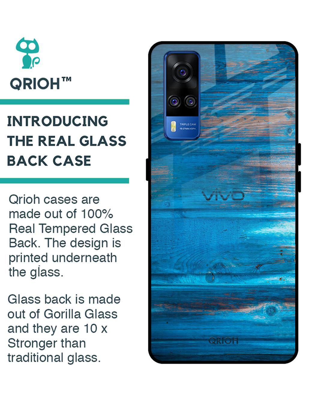 Shop Patina Finish Printed Premium Glass Cover for Vivo Y51 2020 (Shock Proof, Lightweight)-Back
