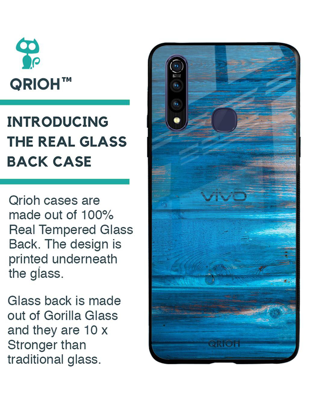Shop Patina Finish Printed Premium Glass Cover for Vivo Z1 Pro (Shock Proof, Lightweight)-Back