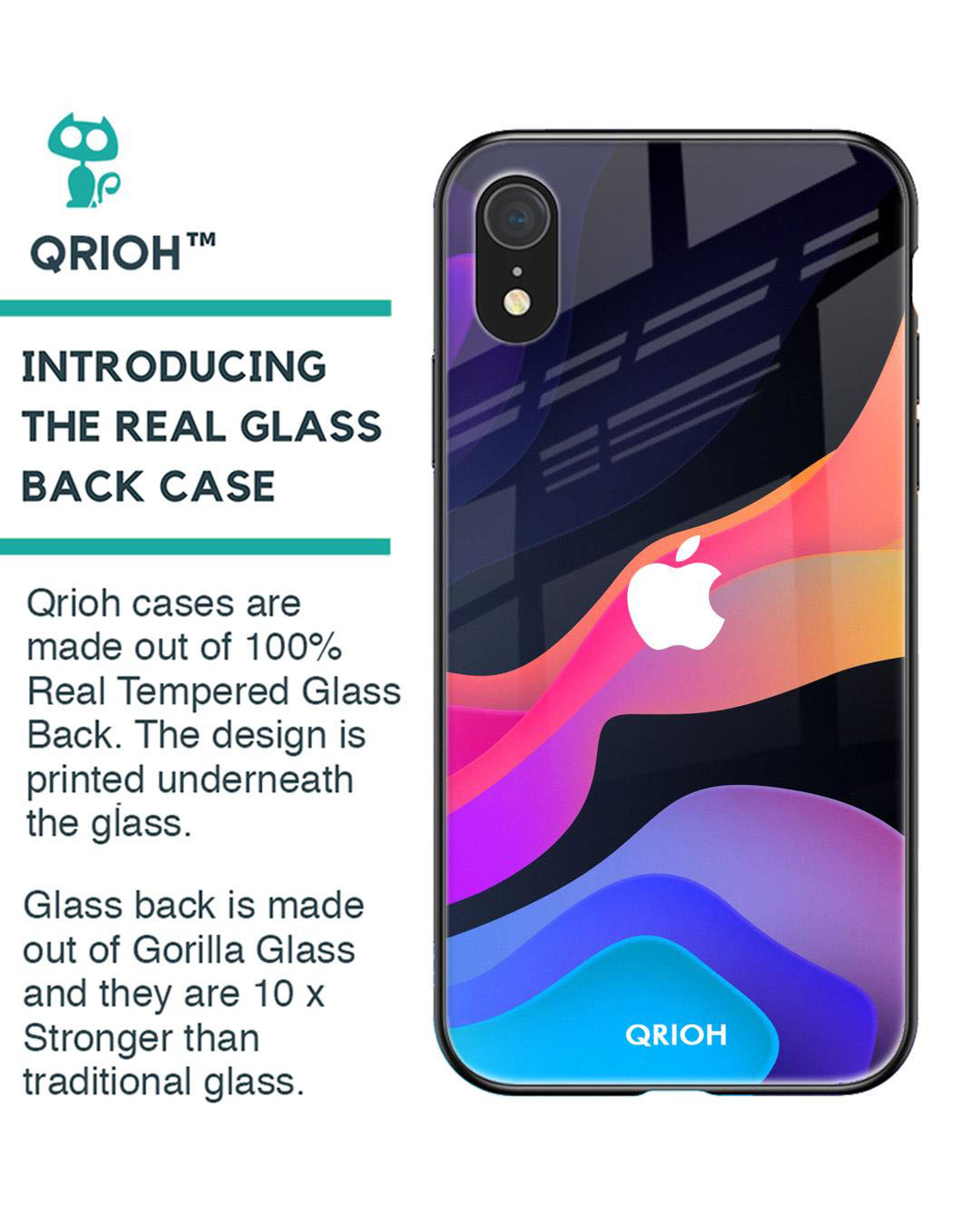 Shop Fluid Printed Premium Glass Cover for iPhone XR(Shock Proof, Lightweight)-Back