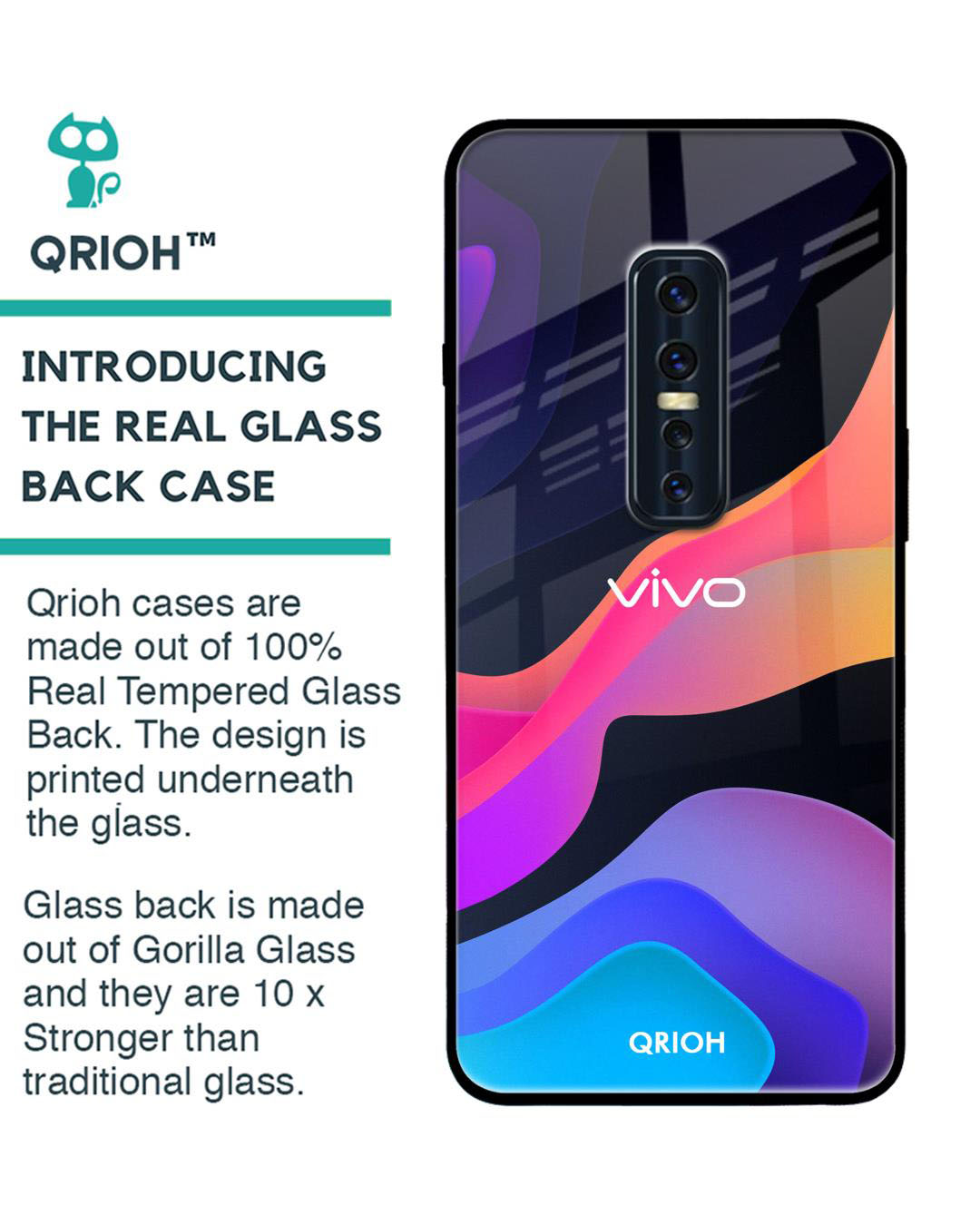 Shop Fluid Printed Premium Glass Cover for Vivo V17 Pro (Shock Proof, Lightweight)-Back