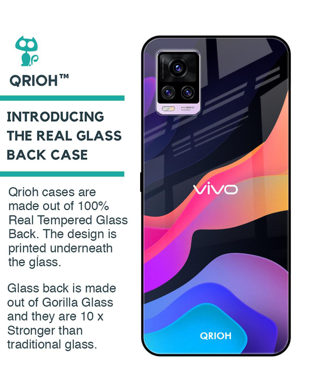 Shop Fluid Printed Premium Glass Cover for Vivo V20 (Shock Proof, Lightweight)-Back