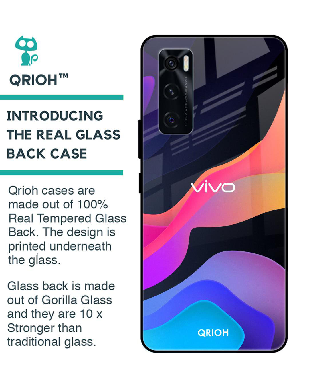 Shop Fluid Printed Premium Glass Cover for Vivo V20 SE (Shock Proof, Lightweight)-Back