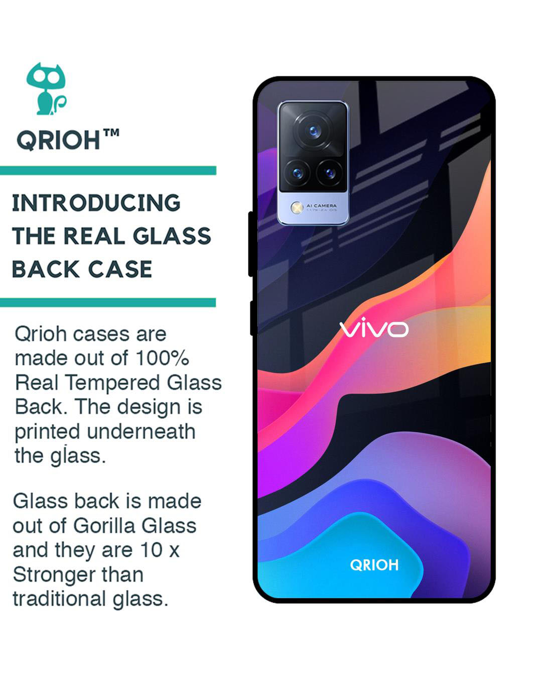 Shop Fluid Printed Premium Glass Cover for Vivo V21 (Shock Proof, Lightweight)-Back