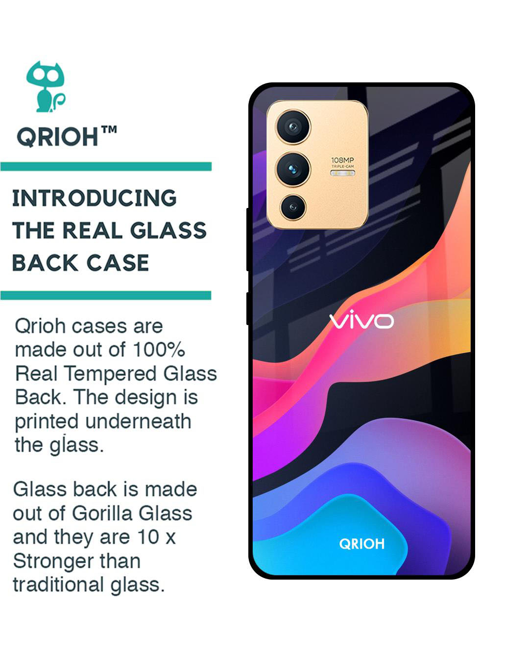 Shop Fluid Printed Premium Glass Cover for Vivo V23 Pro 5G (Shock Proof, Lightweight)-Back