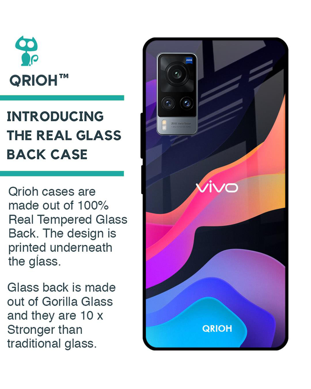 Shop Fluid Printed Premium Glass Cover for Vivo X60 (Shock Proof, Lightweight)-Back