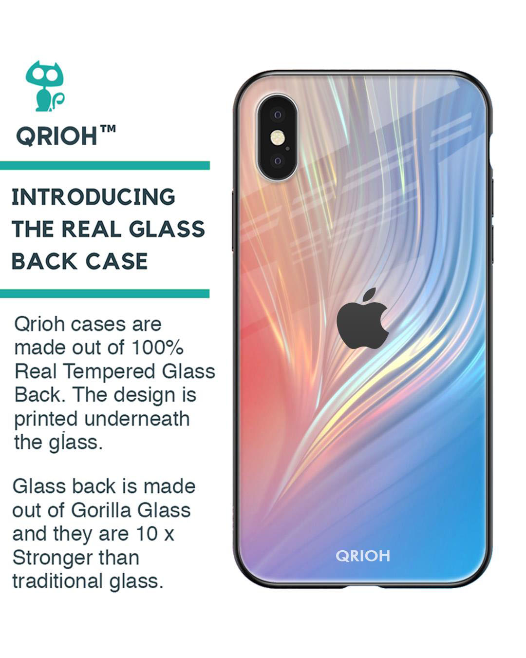 Shop Mystic Aurora Printed Premium Glass Cover for iPhone XS(Shock Proof, Lightweight)-Back