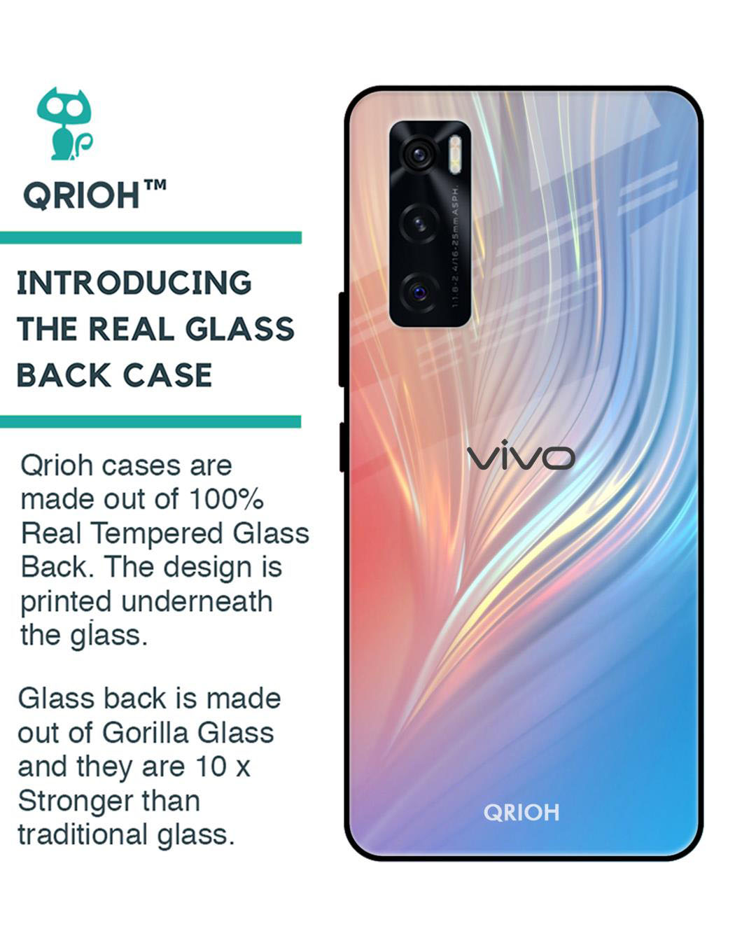 Shop Mystic Aurora Printed Premium Glass Cover for Vivo V20 SE (Shock Proof, Lightweight)-Back
