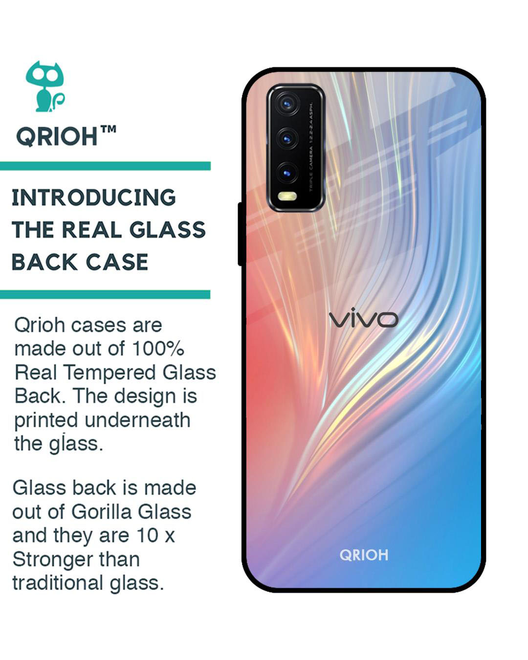 Shop Mystic Aurora Printed Premium Glass Cover for Vivo Y20 (Shock Proof, Lightweight)-Back