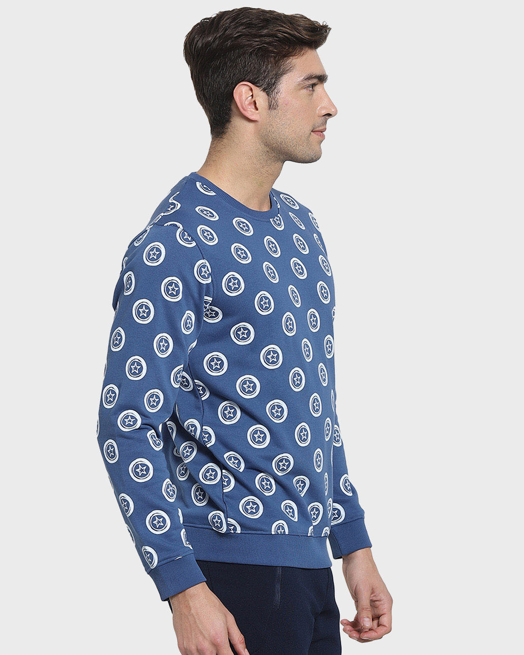 Shop Blue Quartz Crew Neck All Over Print Sweatshirt-Back